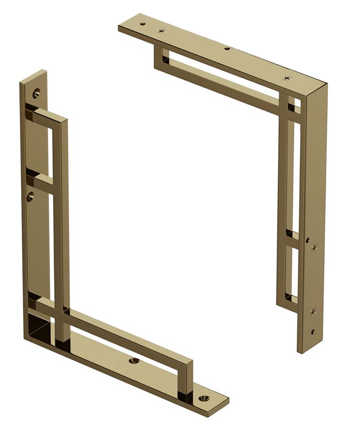 Polished Brass Art Deco Heavy Duty Shelf Bracket 254x205mm