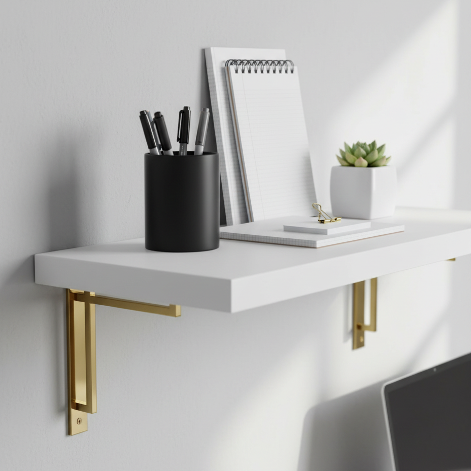 Polished Brass Art Deco Heavy Duty Shelf Bracket 159x118mm