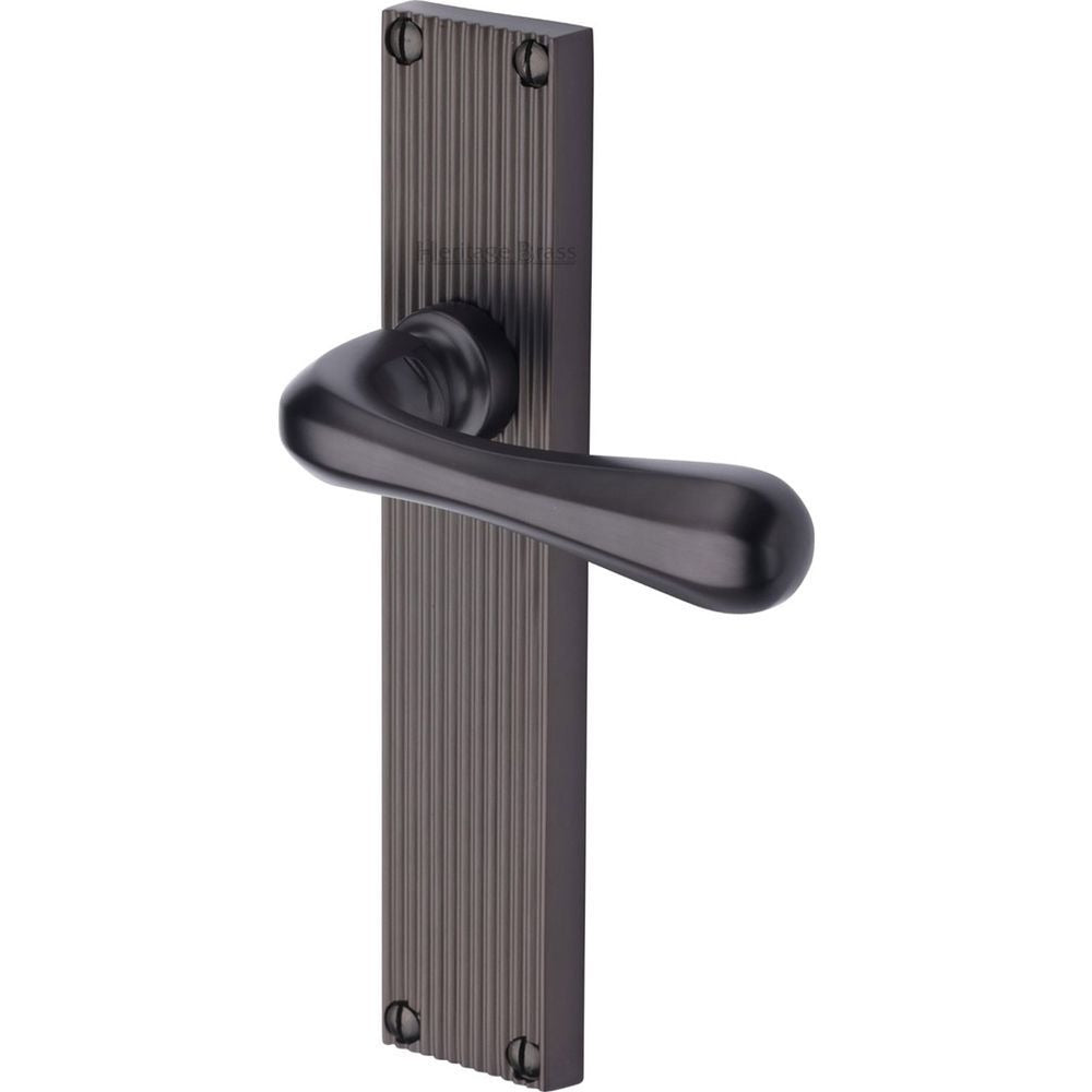 Charlbury Reeded Matt Bronze Latch Door Handles RR3010