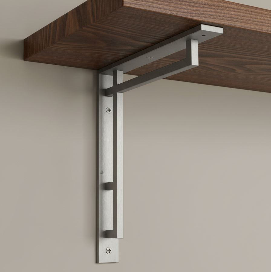 Satin Chrome Art Deco Heavy Duty Shelf Bracket 254x205mm