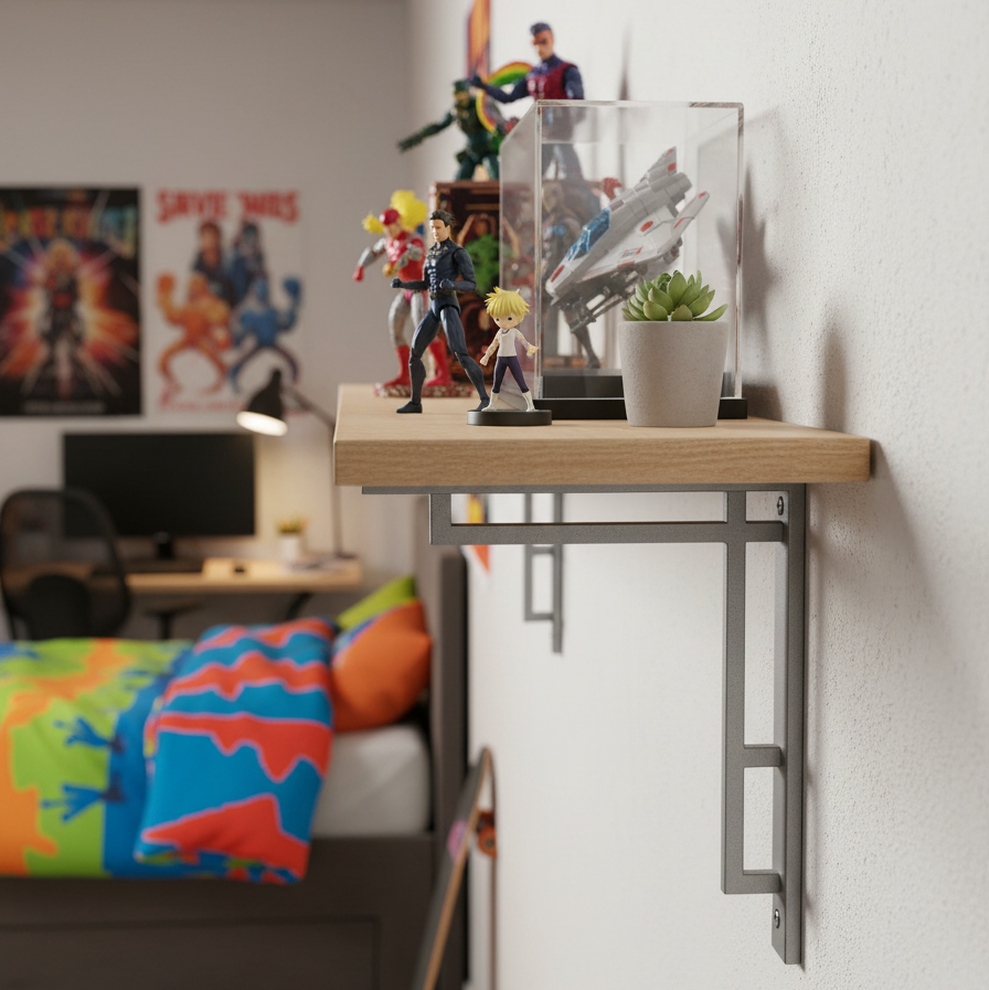 Satin Chrome Art Deco Heavy Duty Shelf Bracket 205x155mm