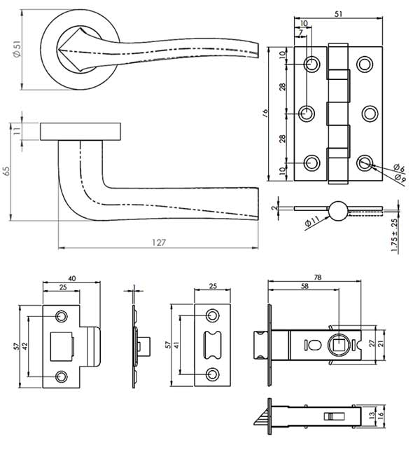Sines Antique Brass Door Handle Pack