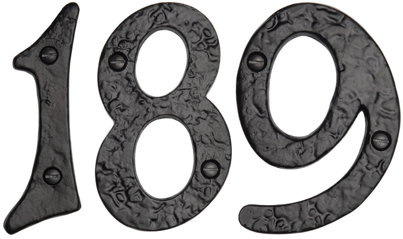Black Antique Iron Tudor Surface Fix Front Door Numbers 0-9 102mm