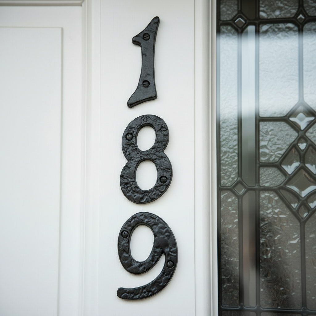 Black Antique Iron Tudor Surface Fix Front Door Numbers 0-9 102mm