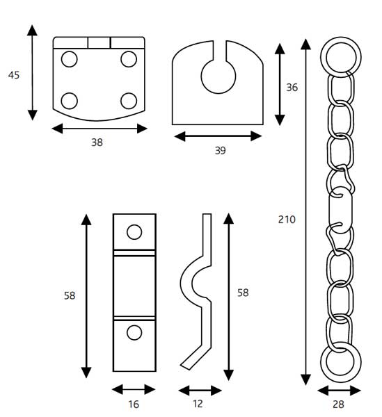 TS003 Security Door Chain Hardex Gold