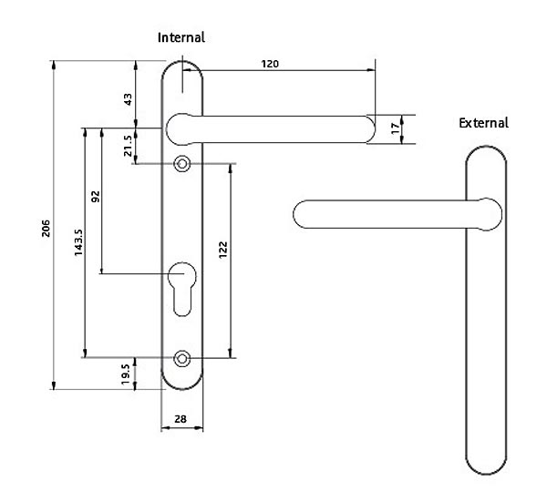 Fab and Fix Windsor Hardex Chrome Dummy Door Handles