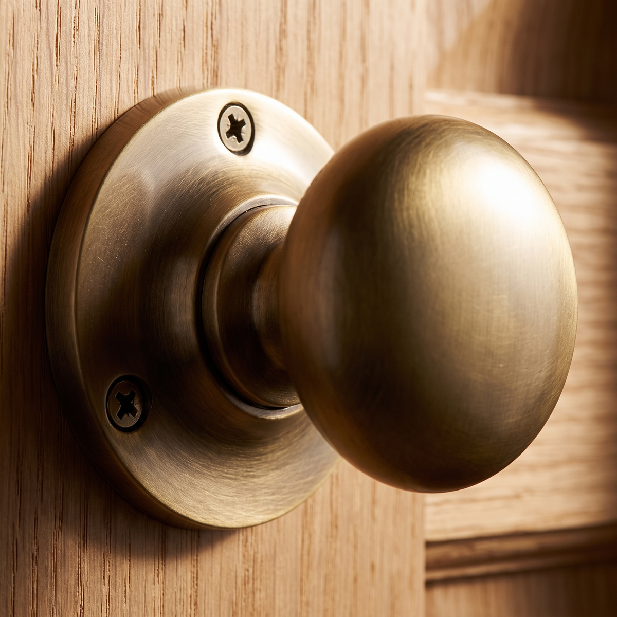 Antique Brass Mushroom Mortice Door Knobs 54mm
