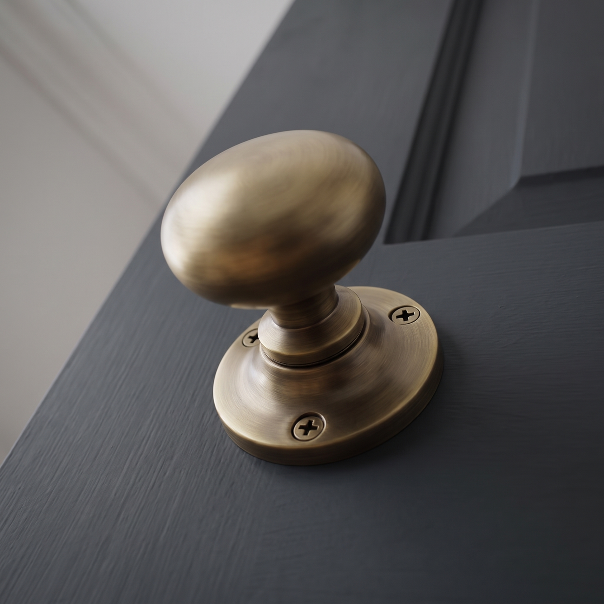 Antique Brass Mushroom Mortice Door Knobs 54mm