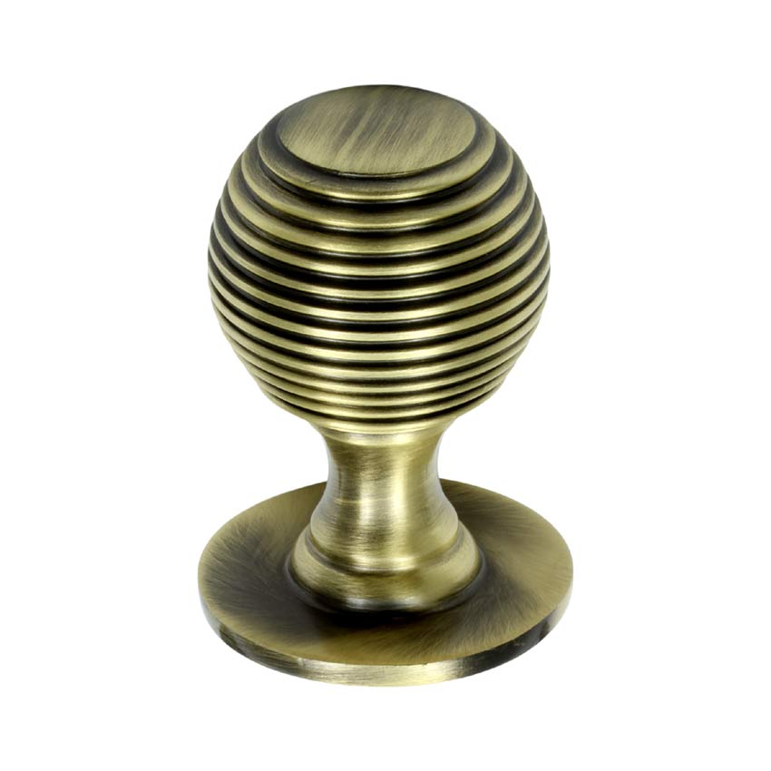 Antique Brass Reeded Cupboard Knob