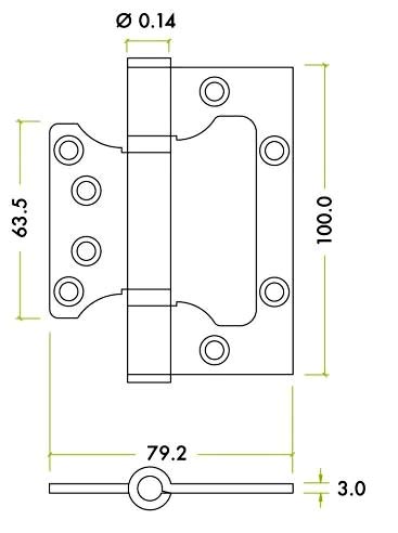 Satin Stainess Steel Grade 11 Flush Hinge 100x79x3mm In Pairs