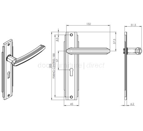 Polished Chrome Art Deco Lock Door Handles