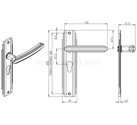 Matt Black Art Deco Lock Door Handles