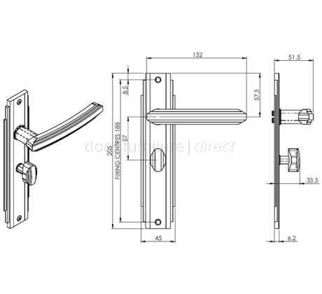 Polished Chrome Art Deco Bathroom Door Handles