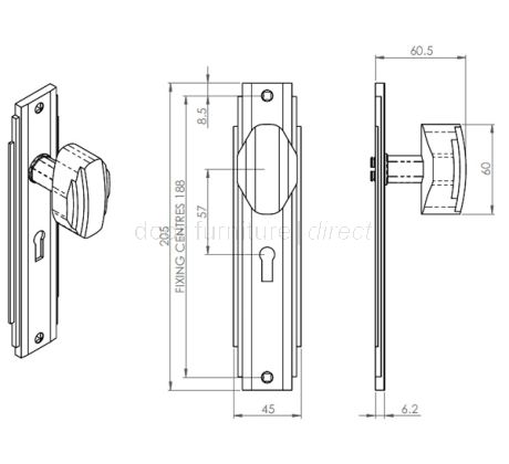Polished Chrome Art Deco Door Knob on Lock Plate