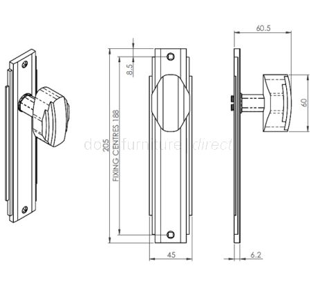 Polished Chrome Art Deco Door Knob on Latch Plate