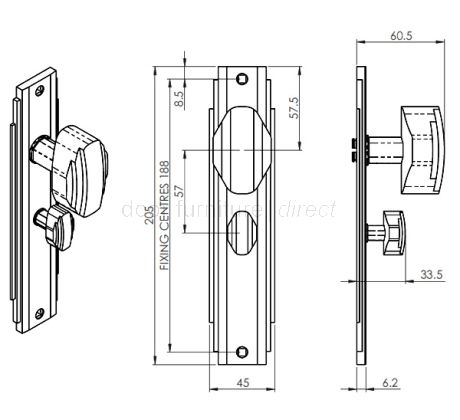Polished Chrome Art Deco Door Knob on Bathroom Plate