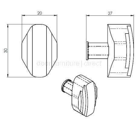 Polished Chrome Art Deco Cabinet Knob 30x20mm