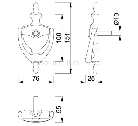 Hoppe Black Traditional Spyhole Urn Door Knocker