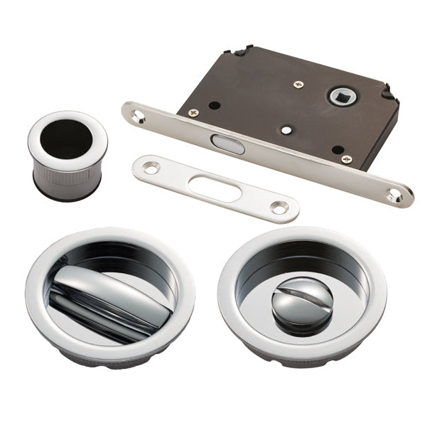 Polished Chrome Sliding Door Bathroom Lock Set