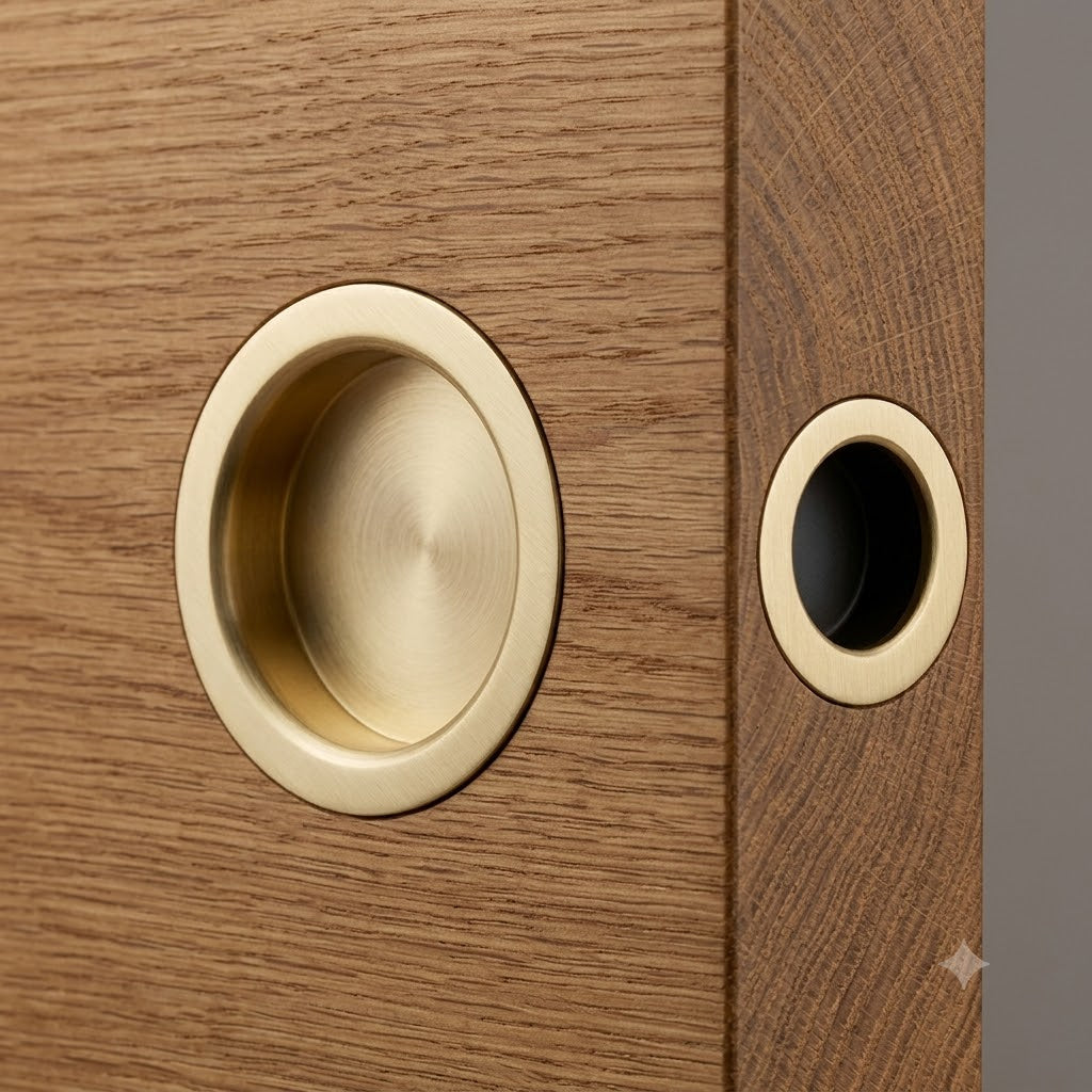 Satin Brass Sliding Door Pull Kit 60mm