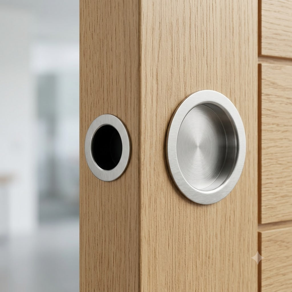 Satin Chrome Sliding Door Pull Kit 60mm