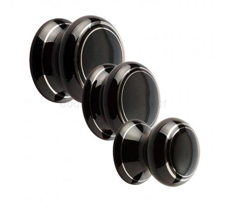 Black Silverline Porcelain Cabinet Knob