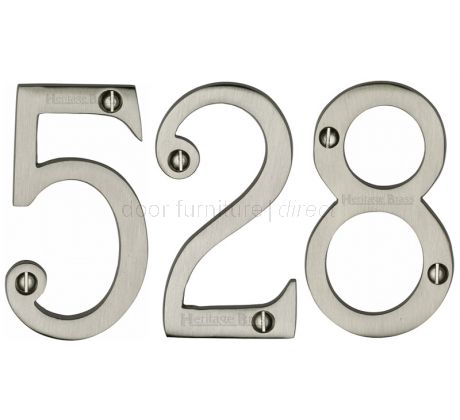 Satin Nickel 76mm (3in) Screw Fix Door Numbers C1560