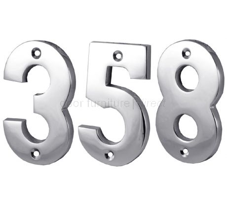 Polished Chrome Surface Fixed Front Door Numbers 0-9 76mm C1566