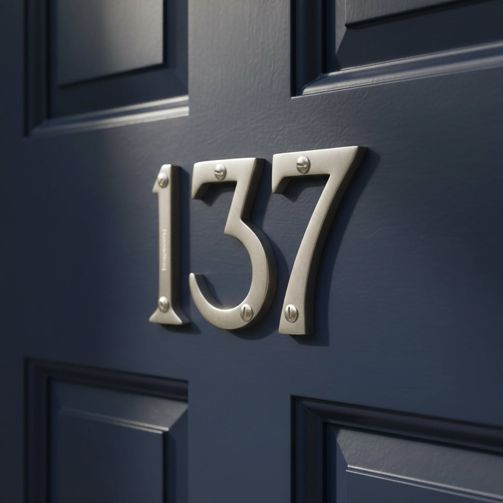 Satin Nickel Screw Fixed Front Door Numbers 0-9 51mm C1567