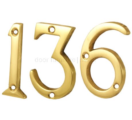 Polished Brass Screw Fixed Door Numerals 0-9 51mm C1567