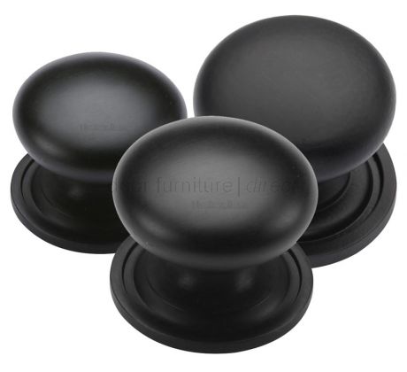 Heritage Matt Black Victorian Cabinet Knob C2240