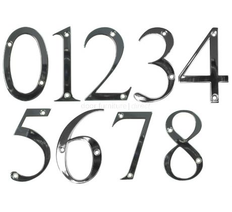 Fab and Fix Hardex Chrome Door Numerals 0-9 and Letters A-F 80mm