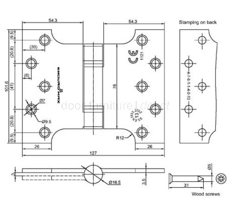 Grade 13 Satin Stainless Parliament Hinge 102x75x127mm In Pairs
