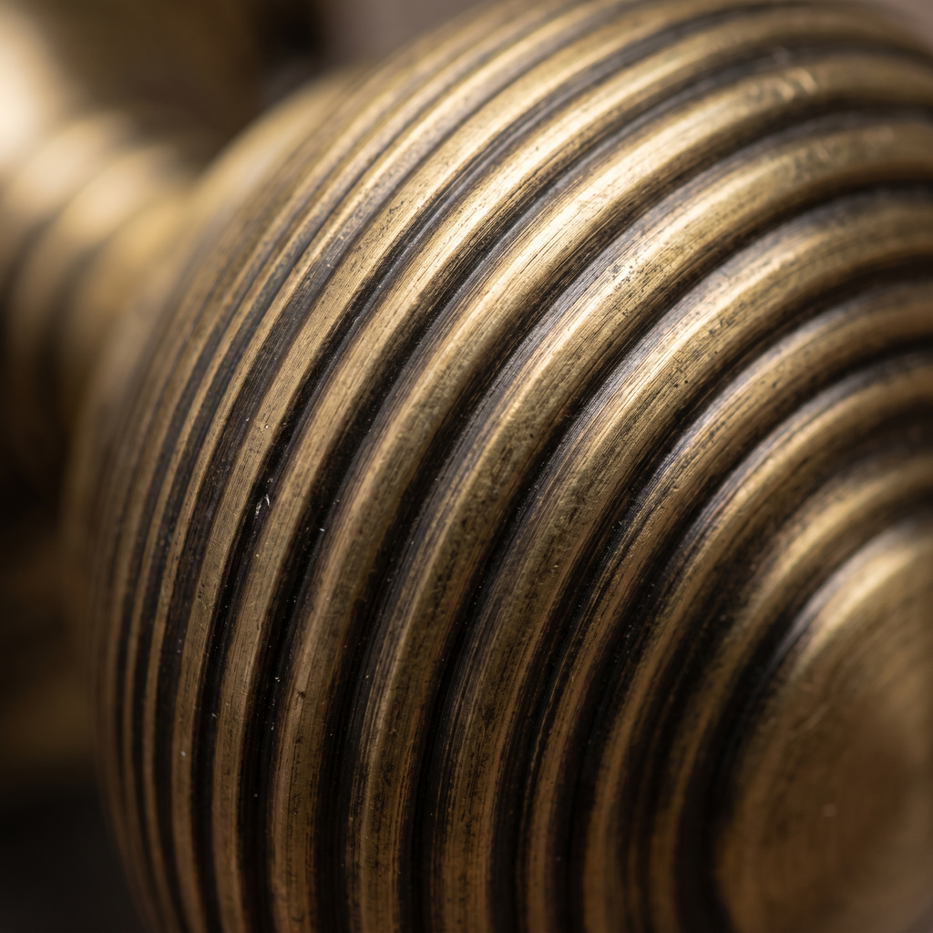 Antique Brass Reeded Rim Door Knobs 53mm