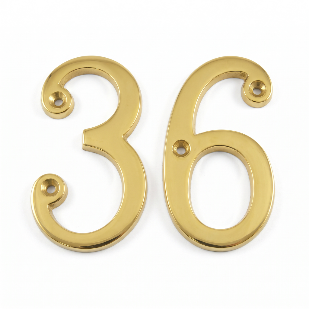 Polished Brass Screw Fixed Front Door Numbers 0-9 3in (76mm) C1560