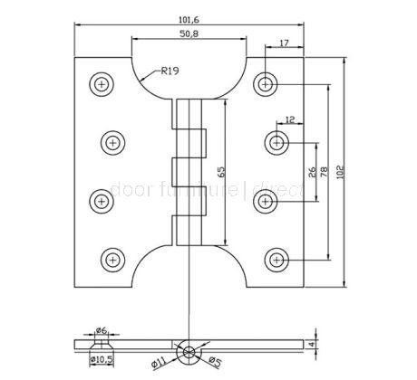 Antique Brass Parliament Hinges 102x51x102mm In Pairs