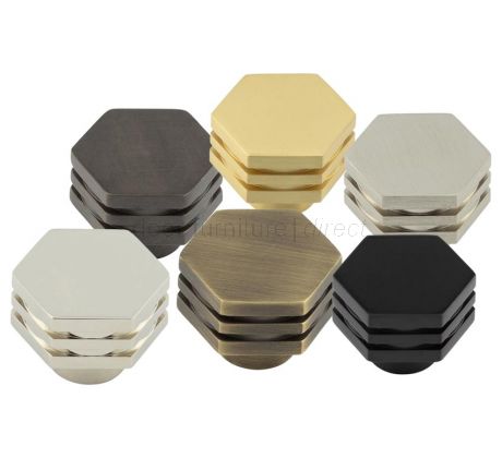 Hoxton Nile Hexagonal Stepped Cabinet Knob 30mm