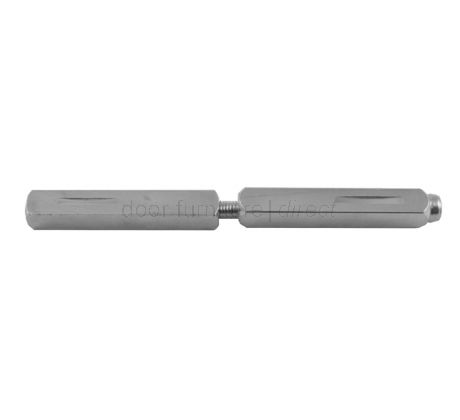 Two-piece split door handle spindle used with a compatible split-follower lock