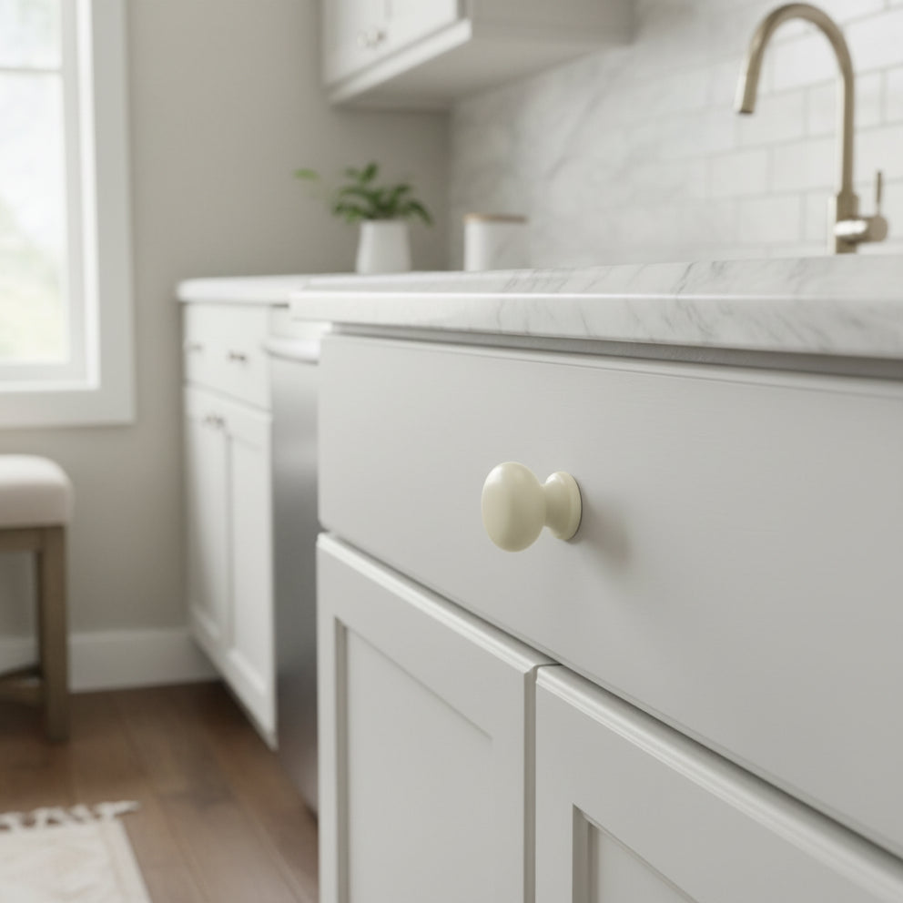 White Painted Pine Knob 40mm