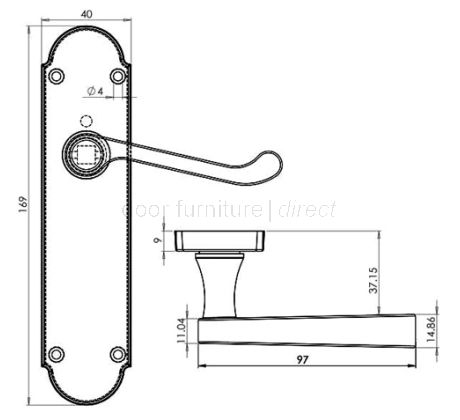 Epsom Polished Brass Latch Handles 169x40mm