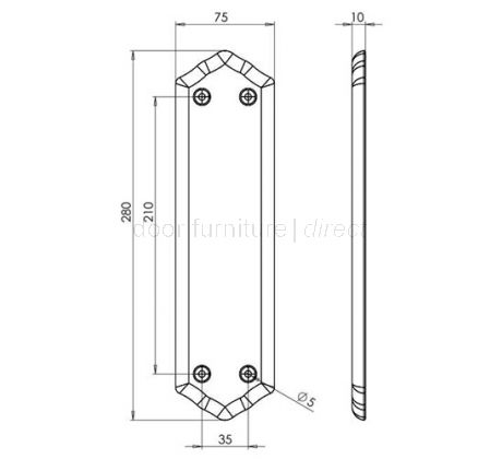 White Silverline Porcelain Finger Plate 280x75mm