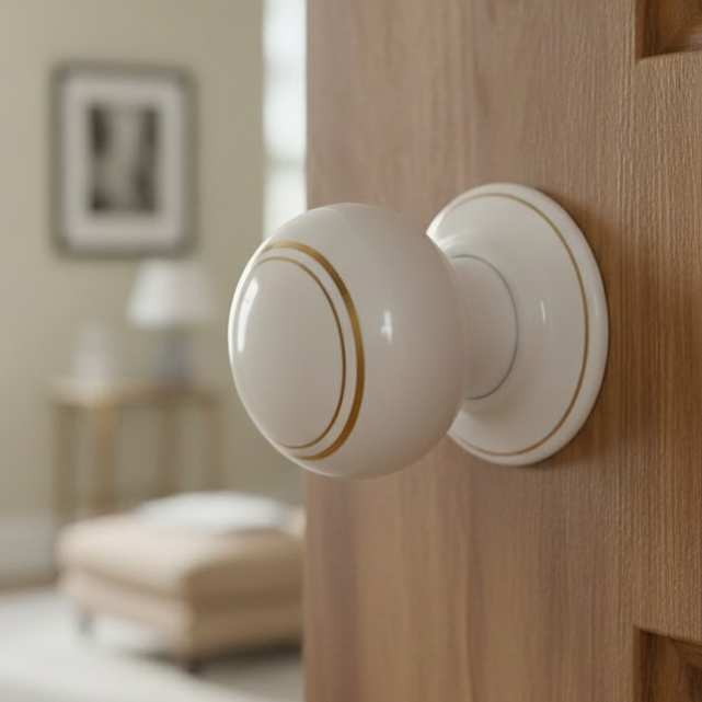 White Gold Line Mortice Door Knobs