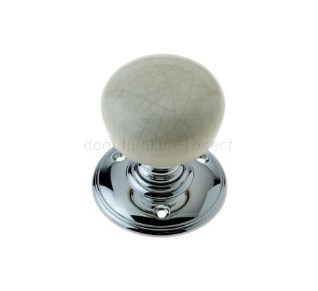 Cream Crazed Porcelain Mortice Door Knobs 60mm