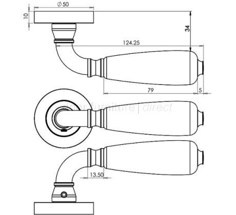 Oxford White China on Polished Chrome Rose Door Handles