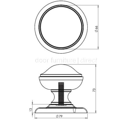 Jedo Polished Brass Centre Door Knob 2.5in