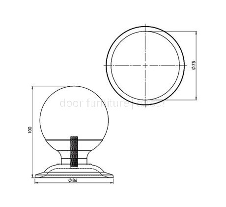 Chrome Ball Centre Door Knob 3in