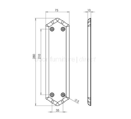Black Silverline Porcelain Finger Plate 280x75mm