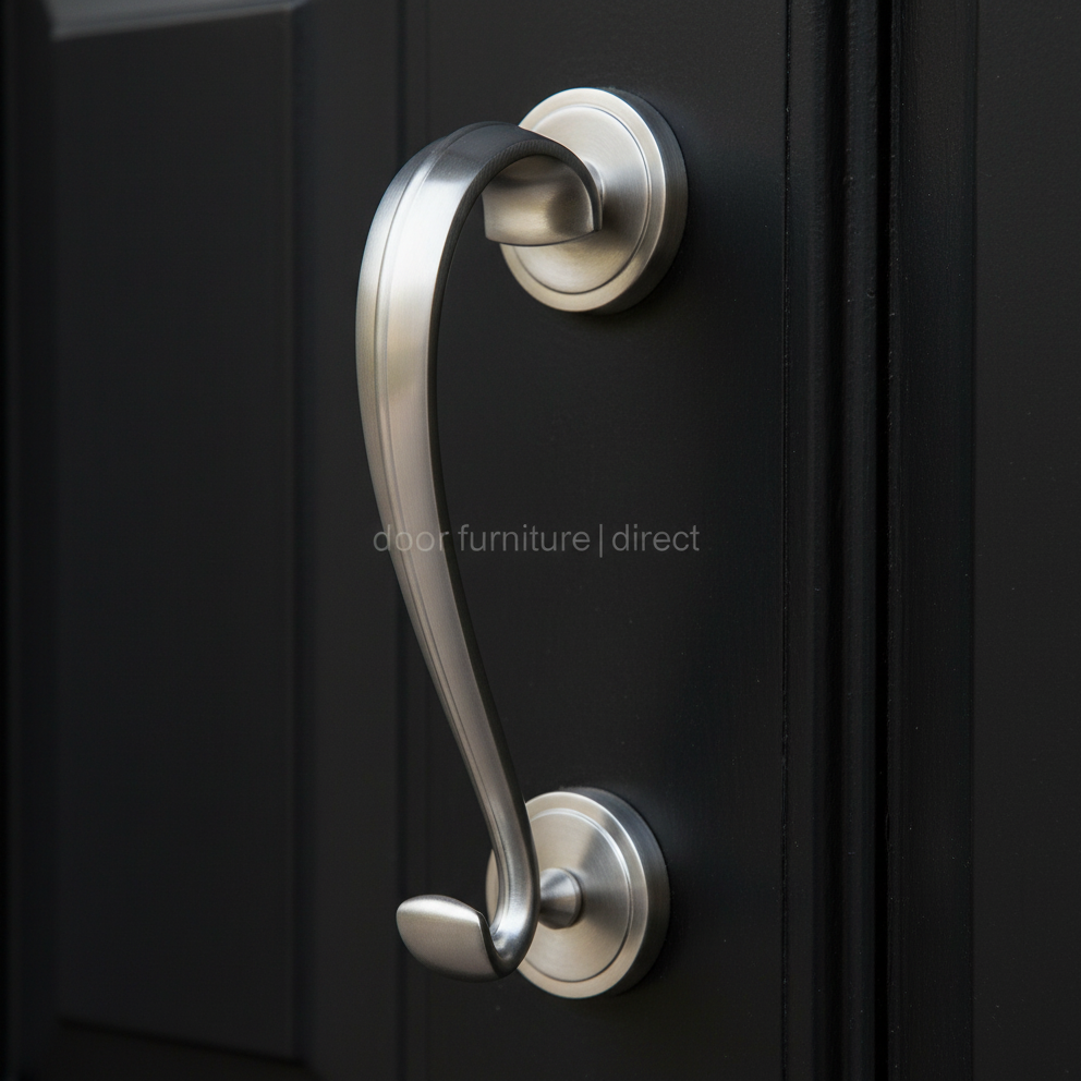 Satin Chrome Sloane Scroll Door Knocker 196mm