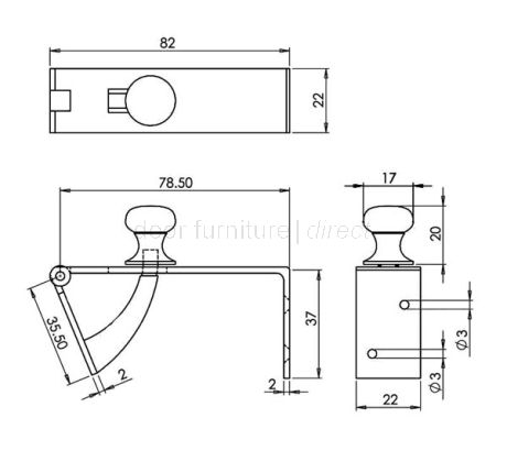 Polished Chrome Counter Flap Catch