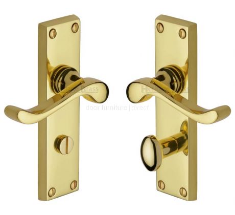 Bedford Scroll Lever Polished Brass Bathroom Lock Door Handles